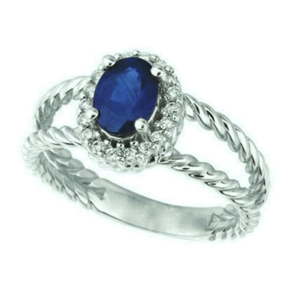 1.40 Carat Natural Oval Sapphire & Diamond Ring 14